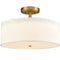 Drum Shade Semi Flush Mount Ceiling Light Brass LED Ceiling Light Fixture