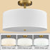 Drum Shade Semi Flush Mount Ceiling Light Brass LED Ceiling Light Fixture