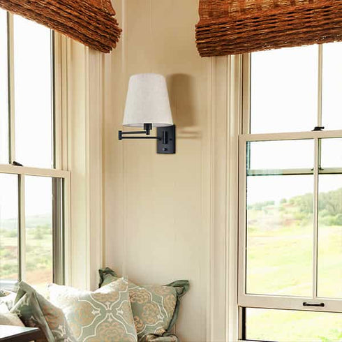 Black Swing Arm Wall Sconces Set of Two Plug in Wall Lamp