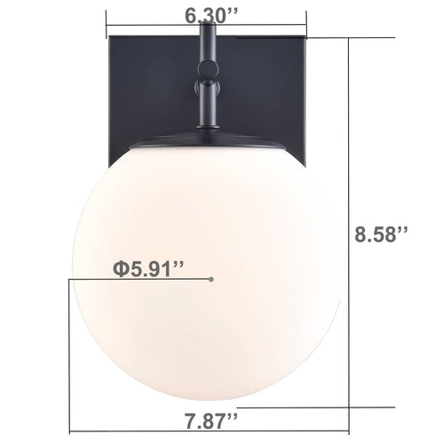 Modern Black Globe Sconce - 2 Light