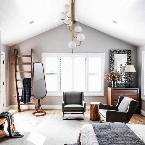 Modern Gold Chandelier Spiral Glass Globe Chandelier