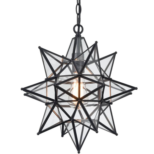 16 Inch Modern Star Pendant Light Boho Black Hanging Pendant Light