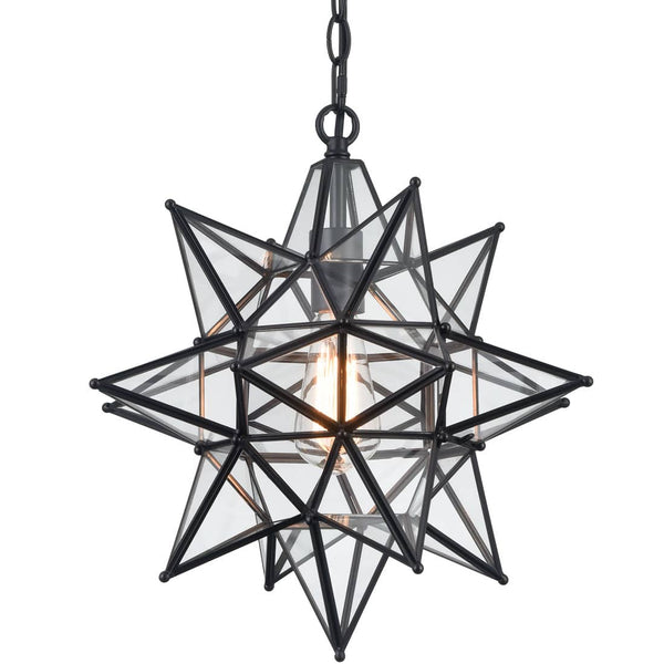 16 Inch Modern Star Pendant Light Boho Black Hanging Pendant Light