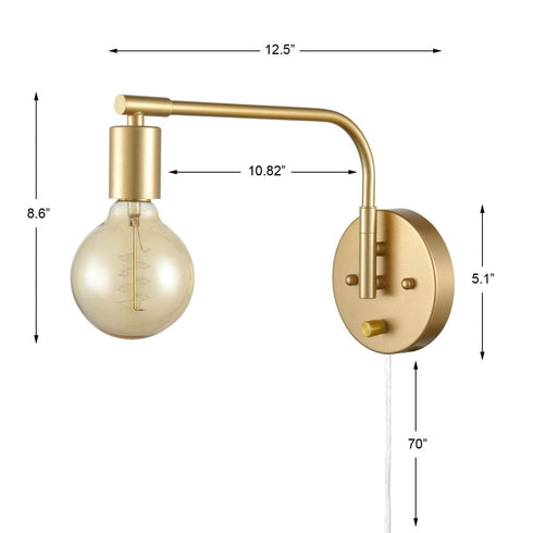 Edison Antique Brass Plug In Wall Sconces Set Of Two