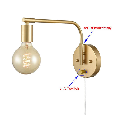 Edison Antique Brass Plug In Wall Sconces Set Of Two