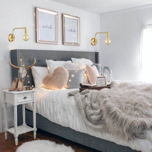 Edison Antique Brass Plug In Wall Sconces Set Of Two