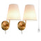 Fabric Shade Bedside Wall Lamp Set of 2 Plug in Wall Lights Brass Finished