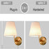 Fabric Shade Bedside Wall Lamp Set of 2 Plug in Wall Lights Brass Finished
