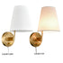 Fabric Shade Bedside Wall Lamp Set of 2 Plug in Wall Lights Brass Finished