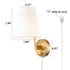 Fabric Shade Bedside Wall Lamp Set of 2 Plug in Wall Lights Brass Finished