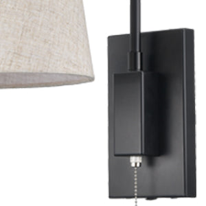 Fabric Shade Plug in Wall Lights 2 Pack Black Wall Lamps