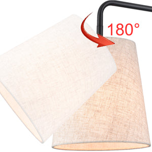 Fabric Shade Plug in Wall Lights 2 Pack Black Wall Lamps