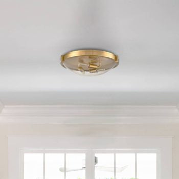 Rovigo Modern Brass Flush Mount Ceiling Light Seeded Glass Shade-3 Lights