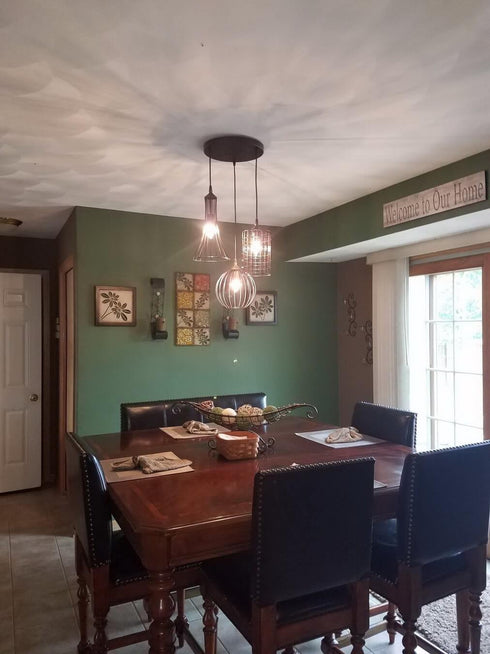 Farmhouse 3-Light Chandelier Hanging Caged Cluster Pendant