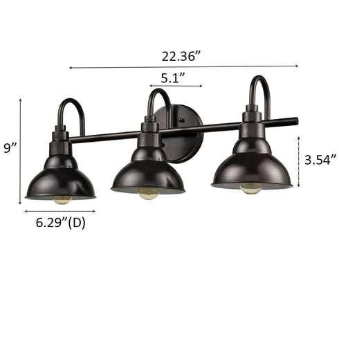 Farmhouse Bath Vanity Wall Light 3-Light Barn Sconce Oil Rubbed Bronze