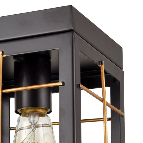 Farmhouse Black Flush Mount Ceiling Light Brass Fixture