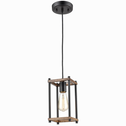 Farmhouse Black Metal Wire Cage Hanging Pendant Light Fixtures for Kitchen