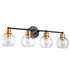 Farmhouse Black and Brass 4-Light Bathroom Globe Vanity Light