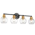 Farmhouse Black and Brass 4-Light Bathroom Globe Vanity Light
