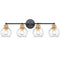 Farmhouse Black and Brass 4-Light Bathroom Globe Vanity Light