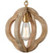 Farmhouse Brown Wooden Pendant Light Fixture Antiqued Gold Finish