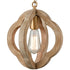 Farmhouse Brown Wooden Pendant Light Fixture Antiqued Gold Finish