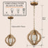 Farmhouse Brown Wooden Pendant Light Fixture Antiqued Gold Finish
