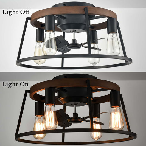 Farmhouse Caged Ceiling Fans with Lights Remote Control