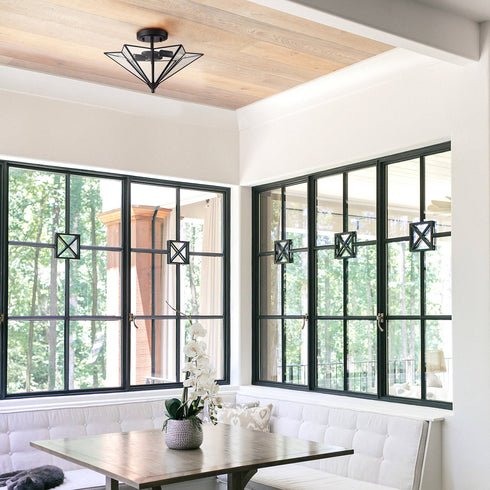 Farmhouse Ceiling Light Black Flush Mount Light Fixtures Glass Ceiling