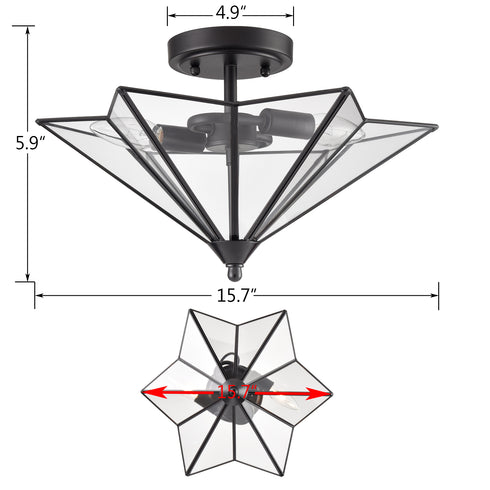 Farmhouse Ceiling Light Black Flush Mount Light Fixtures Glass Ceiling