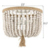 Farmhouse Ceiling Light Wood Beads 3-Light Flush Mount Chandelier