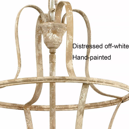 Farmhouse Chandelier 4-Light Distressed Off-White Dining Room Lighting