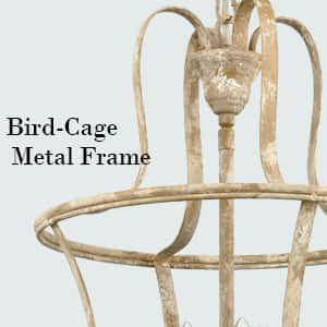 Farmhouse Chandelier 4-Light Distressed Off-White Dining Room Lighting