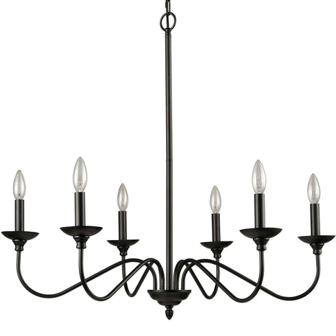 Farmhouse Chandelier Black Candle Chandelier, 6-Light