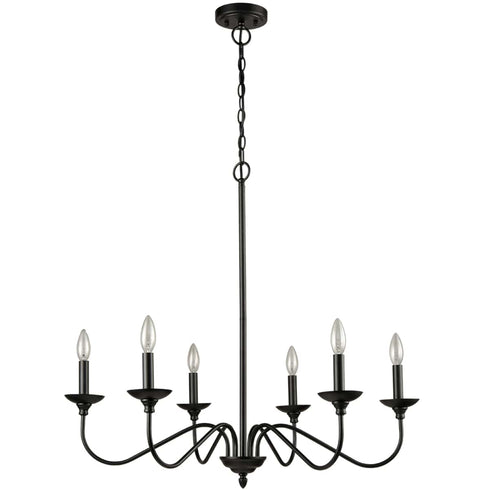 Farmhouse Chandelier Black Candle Chandelier, 6-Light