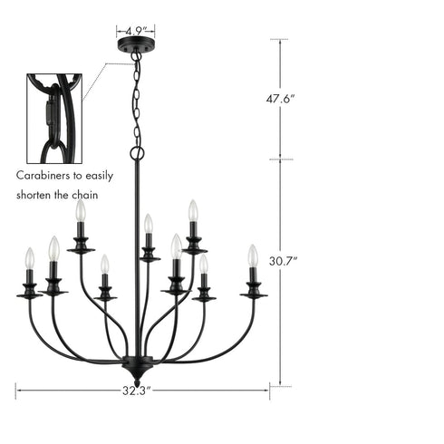 Farmhouse Chandelier Black Candle Chandelier for Dining