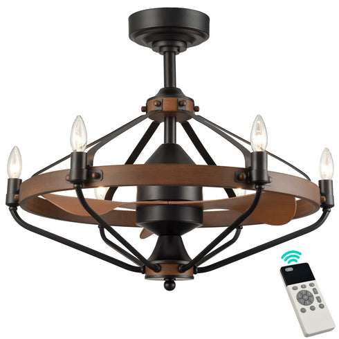 Farmhouse Chandelier Ceiling Fans with Lights and Remote 24 Inches
