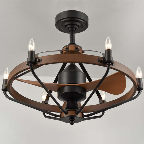 Farmhouse Chandelier Ceiling Fans with Lights and Remote 24 Inches