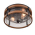 Farmhouse Clear Seeded Glass Ceiling Light Fixture Black+Rustic Wood Grain Finish