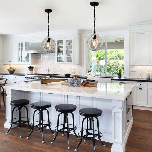 Farmhouse Distressed White Wood Pendant Light Fixture