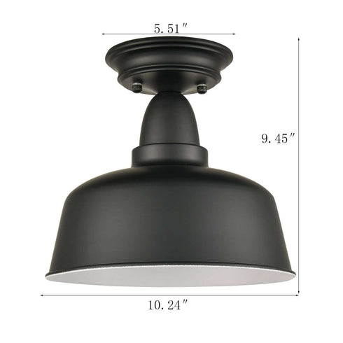 Farmhouse Matte Black Ceiling Light Fixture Rustic Barn Flush Mount