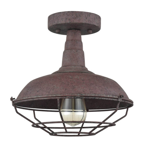 Farmhouse Metal Cage Rust Semi-Flush Ceiling Lights