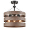 Velletri Farmhouse Metal Drum Ceiling Light Wood Finish Dining Room Fixture