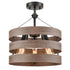 Velletri Farmhouse Metal Drum Ceiling Light Wood Finish Dining Room Fixture