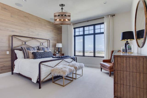 Velletri Farmhouse Metal Drum Ceiling Light Wood Finish Dining Room Fixture