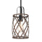 Farmhouse Metal Drum Ceiling Pendant Light Wood Finish 1-Light