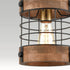 Farmhouse Metal Wood Cage Pendant Hanging Light Distressed Brown
