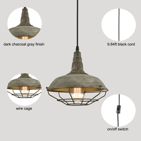 Chieri Farmhouse Plug in Pendant Light Hanging Lighting Fixture