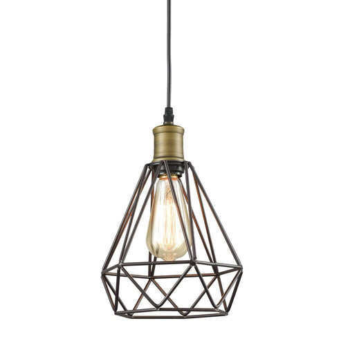 Farmhouse Plug-in Pendant Light Polygon Cage Shade