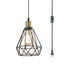 Farmhouse Plug-in Pendant Light Polygon Cage Shade